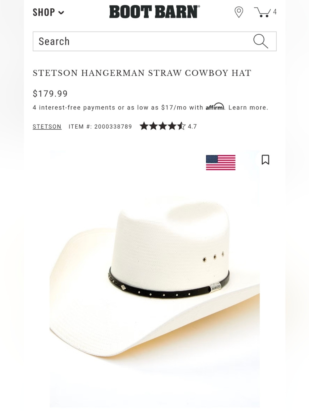 Stetson Hangerman Straw Cowboy Hat